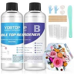 Epoxy Resin Kit, Crystal Clear Resin 32OZ for Craft, Coating & Casting Resin for Art, Jewelry Making, Casting, High Gloss & Bubbles Free & Anti-Yellowing, Resin Cup, Stir Stick, Measuring Cup, Gloves