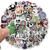 Nightmare Before Christmas Stickers, Halloween Stickers 50 Pack, Cute Vinyl Waterproof Stickers Decals for Laptop, Water Bottles, Guitar, Skateboard Stickers for Teens