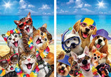 2 Pack Diamond Painting Kits for Adults, DIY 5D Beach Dog Cat Round Full Drill Art Perfect for Relaxation and Home Wall Decor (11.8x15.75inch/30x40cm)