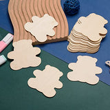 36 Pieces Wooden Bear Cutouts Crafts Unfinished Wood Bear Shapes Small Bear Wood Slices for Baby Shower Kids Birthday Party Decoration Supplies, Kids DIY Crafts, 4x3.5 Inch