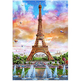 DIY 5D Diamond Painting by Numbers Kits, Paris Eiffel Tower, Hot air Balloon Architectural Landscape, Full Drill Rhinestones Paint with Diamonds Crystal Diamond Art Eiffel Tower 12 X 16 Inch