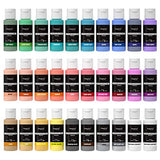 Magicfly Outdoor Acrylic Paint, 30 Colors (60ml, 2oz.) Patio Paints with 3 Paint Brushes, Rich Pigments with White, Gold, Shocking Pink, Multi-Surface Paints for Rock, Crafts, Fabric, Leather, Paper