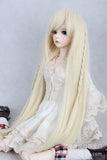 (12CM) 1/12 BJD YOSD Doll Wig / BJD Doll Long Straight with 2 Braids Wig / Creamy-White FBE073