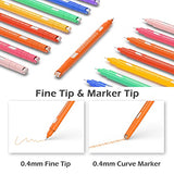Aechy Colored Pens for Note Taking, Dual Tip Markers with 5 Different Curve Shapes & 8 Colors Fine Lines, Cool Pens for Adult Teenage Kids Coloring Books Writing Journaling Drawing Scrapbook Art Office(Rainbow)