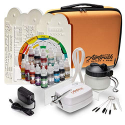 Airbrush Cake Decorating Kit - Watson & Webb Little Airbrush Including 11 Colors, Stencil, 3 x