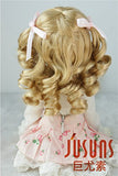 JD405 7-8inch Long Wave Princess BJD Wigs 1/4 MSD Synthetic Mohair Doll Accessories (Blonde)