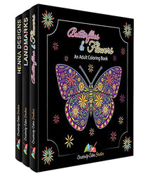 Adult Coloring Books Set – 3 Pack – Filled With Adult Coloring Books Flowers, Butterflies,