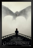 Pyramid America Game of Thrones The Lion Faces The Dragon GOT HBO Fantasy Drama TV Television Series Black Wood Framed Poster 14x20