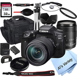 Canon EOS 90D DSLR Camera with 18-135mm USM Lens+32GB Card, Tripod, Case, and More (18pc Bundle)