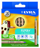 LYRA Ferby Unlacquered Triangular Colored Pencils, 6.25 Millimeter Lead Cores, Set of 12 Pencils,