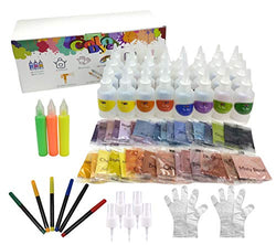 ColoDye 32 Colors One-Step Complete DIY Tie Dye Kit with Fabric Glue and Colored Pens for Textile Craft Arts Shirts and Fabric Canvas Shoe