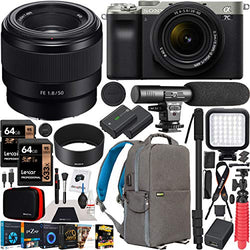 Sony a7C Mirrorless Full Frame Camera 2 Lens Kit Body with 28-60mm F4-5.6 + 50mm F1.8 SEL50F18 Silver ILCE7CL/S Bundle with Deco Gear Photography Backpack Case, Software and Accessories