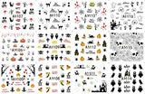 1700+ Pieces Halloween Nail Art Decal Water Transfer DIY Nail Stickers, Skull Ghost Pumpkin Bats Witch Pattern Nail Art Accessories Manicure Nail Tip Decoration