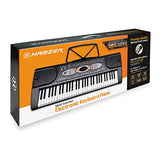 Hamzer 61-Key Electronic Keyboard Portable Digital Music Piano with H Stand, Stool, Headphones Microphone, Sticker Set