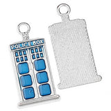 Housweety 10PCs"POLICE BOX" Charm Pendants Enamel Blue Silver Tone 27x14mm