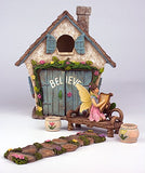 Twig & Flower The Adorable Believe Fairy Garden House - 8" tall - Hand Painted (with Doors that Open) by