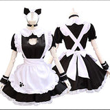 KINOMOTO Women's Cute Cat Cosplay Maid Costume Lolita Fancy Dress with Apron Black-White