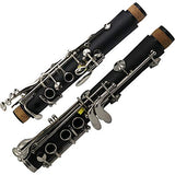 JUUXAAN Bb clarinet instrument rubber clarinet beginners, nickel keys. Complete set of suitcase, clarinet reed, wipe cloth, 2 interfaces, clarinet bracket