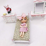 BARMI 1:12 Miniature Bed Multi-use Cute Wood Miniature Bed Display for Home,Perfect DIY Dollhouse Toy Gift Set,Perfect DIY Dollhouse Toy Gift Set White