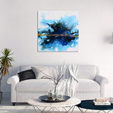 Yihui Arts Abstract Canvas Oil Paintings with Textured Blue White Gold Color Wall Art Pictures Modern Artwork for Living Room Bedroom Office Decor