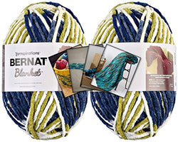 Bernat Blanket Yarn - Big Ball (10.5 oz) - 2 Pack with Pattern Cards in Color (Oceanside)