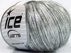 Rock Star, Silver Gray, Metallic Shine, Soft Nylon Merino Wool Acrylic Blend Yarn, 50 Gram
