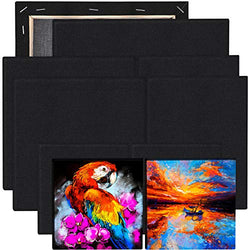 URATOT 10 Pieces Black Artist Blank Canvas Assorted Size Art Canvas Black Blank Cotton Stretched Canvas Creative Blank Painting Panels Acrylic Oil Water Painting Board for Painting