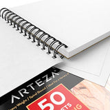 ARTEZA 8X10” Drawing Pad, Pack of 2, 100 Sheets (80lb/130g), Spiral Bound Artist Drawing Books,