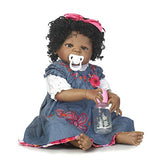 Nicery Reborn Baby Doll Indian African Black Skin 22inch 55cm Hard Simulation Silicone Vinyl Lifelike Vivid Boy Girl Toy Blue Dress Nicery-ID55Z005W