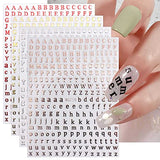 JMEOWIO 8 Sheets Glitter Letter Nail Art Stickers Decals Self-Adhesive Pegatinas Uñas English Alphabet Nail Supplies Nail Art Design Decoration Accessories