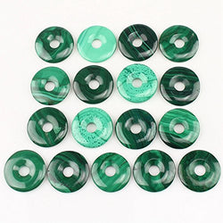 Natural Malachite Donut Gemstone Pendant Beads Mix Wholesale 25mm B