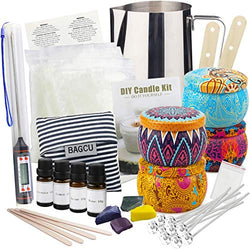 Candle Making Supplies,DIY Candle Making kit, Beeswax Arts and Crafts for Adults Candle DIY Gift Set with Fragrance Oil, Wicks, Melting Pot,Tins, Dyes, Wooden Sticks,Thermometer, Centering Devices