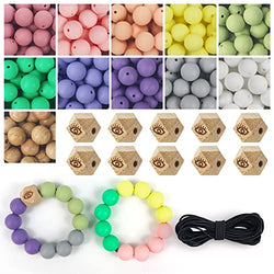 130Pcs Silicone Beads 15mm, Silicone Beads for Keychain Making, 10 Colors Large Round Bead, Rubber Beads for DIY Necklace Lanyards Jewelry Bracelet Making