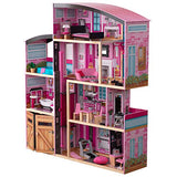 KidKraft KidKraft Shimmer Mansion Wooden Dollhouse for 12-Inch Dolls with Lights & Sounds and 30-Piece Accessories ,Gift for Ages 3+