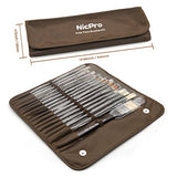 Nicpro Professional Paint Brushes for Acrylic Watercolor Oil Gouache Painting 16 PCS Art Brush Comb