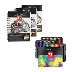 Arteza Watercolor Pencils and Mixed Media Sketchbook Bundle, Drawing Art Supplies for Artist, Hobby Painters & Beginners