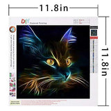 DIY 5D Diamond Painting Kits for Adults, Round Full Drill Crystal Rhinestone Gem Painting Art by Number Kits, Embroidery Cross Stitch Arts Craft for Home Wall Decor Cat, 11.8 x 11.8 inch