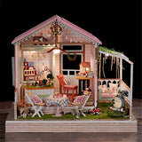 Dreamland DIY Wooden Doll House Furniture Accessories 3D Mini Handmade Miniature Building with Dust Cover, Music Movement and LED Light for Girl Holiday Birthday Gift