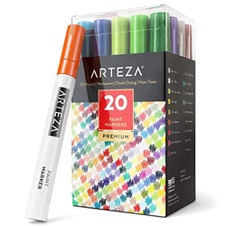 ARTEZA Permanent Paint Markers, Set of 20 Markers Perfect for Drawing and Painting on Virtually Any