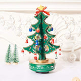 JuSir Christmas Music Box, Wooden Music Box Christmas Tree Rotating Wooden Xmas Music Box with