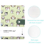 CLARA Cute Cat Notebook Japanese Sketchbook PU Leather Cover Diary Travel Notebook (04714light green)
