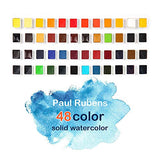 Paul Rubens Artist Grade Watercolor Paint, 48 Colors Solid Cakes with Palette and 100% Cotton Hot Press Watercolor Paper for Artists, Beginners, Hobbyists, Students