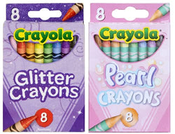 Glitter and Pearl Crayons, 8 count each