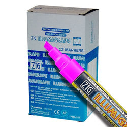 Zig Illumigraph High Fluorescent Wet Erasable 6mm Pink Paint Markers - Box of 12