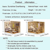Spilay DIY Miniature Dollhouse Wooden Furniture Kit,Handmade Mini Home Model with Dust Cover & LED Light ,1:24 Scale Creative Doll House Toys for Children Gift(Sunshine Overflowing) H03