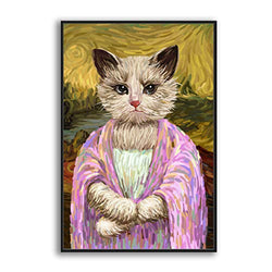 SIGNFORD Framed Canvas Home Artwork Decoration Humor Animal Funny Cat Canvas Wall Art for Living Room, Bedroom - 16x24 inches
