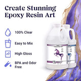 Crystal Clear 2 Gallon Epoxy Resin Kit (1 Gallon Resin + 1 Gallon Hardener) High Gloss UV Resistant Odor-Free Art Resin, BPA-Free and Non-Toxic Resin Epoxy Craft Kit Clear Formula 2gal
