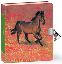 Peaceable Kingdom Wild Horse 6.25" Lock and Key, Lined Page Diary for Kids