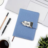 Lock Journal Record Diary with lock Fabric Cover Writing Notepad A7 Size Travel Journal for Girls and Boys (A7 Blue)