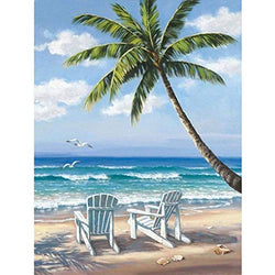 RICUVED DIY 5D Diamond Painting by Number Kit, Full Drill Beautiful Beach Scenery Embroidery Cross Stitch Picture Supplies Arts Craft Wall Sticker Decor 12 x16inch